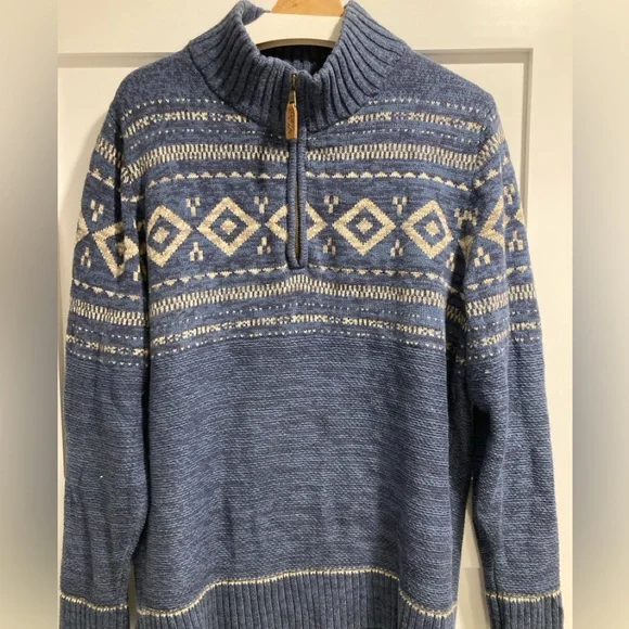 Men's Blue Patterned Sweater - Picture 2 of 5